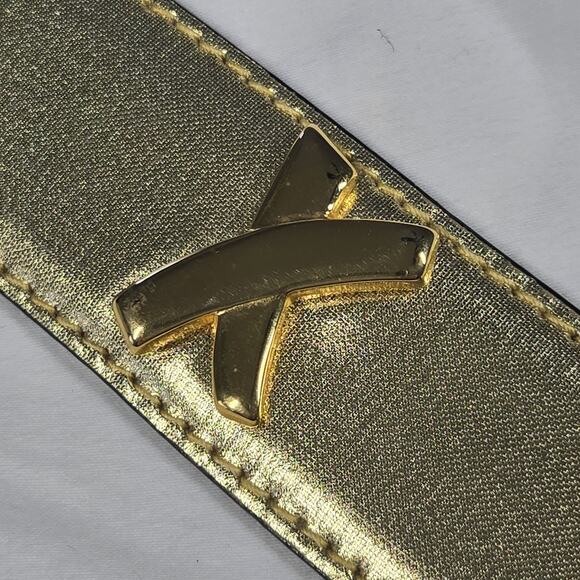 Paloma Picasso X Gold Metallic Kiss Belt Leather Made in Italy VTG Size L/80 - Picture 7 of 14